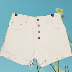Vintage 60s Black Tag LEVI'S 501 Hi Rise Button Fly White Denim Shorts